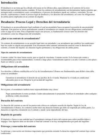 Desahucio: Proceso Legal y Derechos del Arrendatario