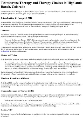 Testosterone Therapy Highlands Ranch