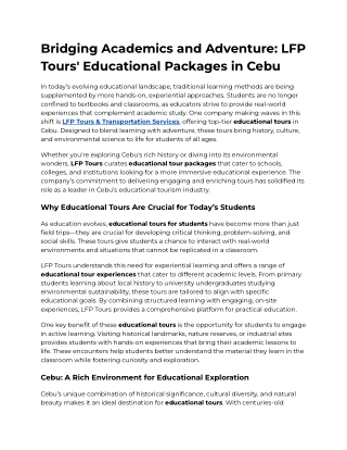 Bridging Academics and Adventure_ LFP Tours' Educational Packages in Cebu