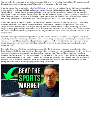 Learn Ways To Do Sports Betting Properly And Make More Money