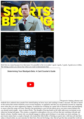 A Sports Betting System That Offers The Odds Makers Running Scared