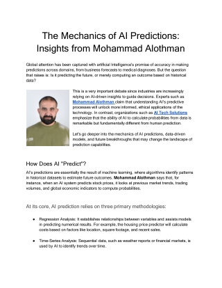 The Mechanics of AI Predictions Insights from Mohammad Alothman