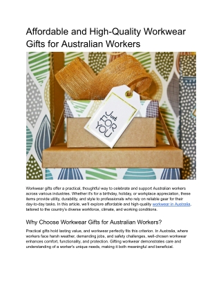 Affordable and High-Quality Workwear Gifts for Australian Workers