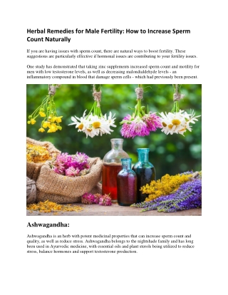 Herbal Remedies for Male Fertility: How to Increase Sperm Count Naturally