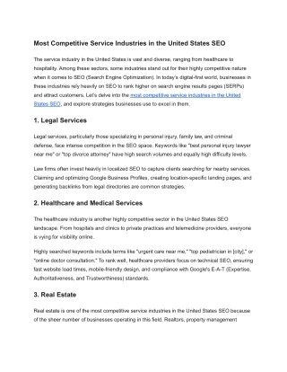Most Competitive Service Industries in the United States SEO