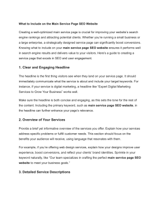 What to Include on the Main Service Page SEO Website