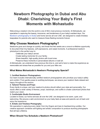 Newborn Photography in Dubai and Abu Dhabi_ Cherishing Your Baby's First Moments with Mohastudio