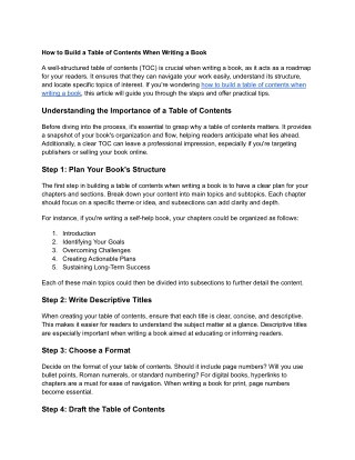 How to Build a Table of Contents When Writing a Book