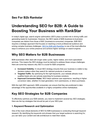 seo for b2b rankstar
