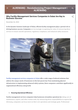 Why Facility Management Services Companies in Dubai Are Key to Business Success