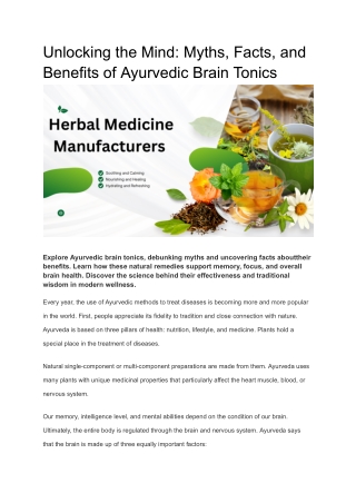 Benefits of Ayurvedic Brain Tonics