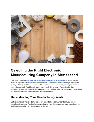 Selecting the Right Electronic Manufacturing Company in Ahmedabad