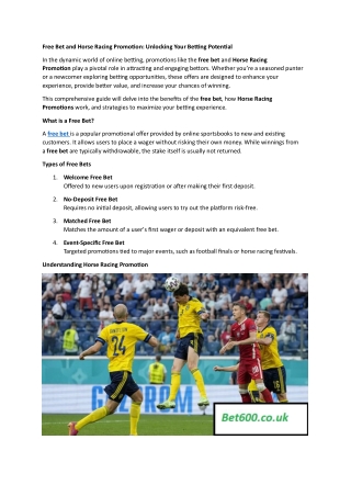 Free Bet and Horse Racing Promotion Unlocking Your Betting Potential