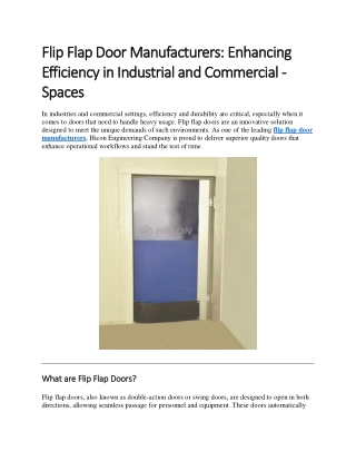 Flip Flap Door Manufacturers: Enhancing Efficiency in Industrial and Commercial