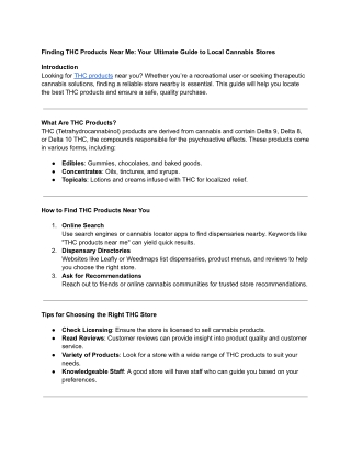 Finding THC Products Near Me: Your Ultimate Guide to Local Cannabis Stores