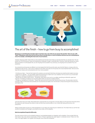 The art of the finish – how to go from busy to accomplished