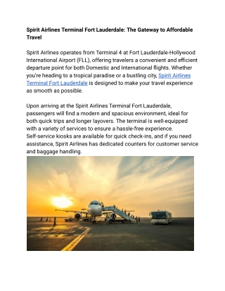 Spirit Airlines Terminal Fort Lauderdale_ The Gateway to Affordable Travel