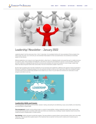 Leadership  Newsletter – Foundation For Excellence
