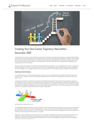 Creating Your Own Career Trajectory - Foundation For Excellence