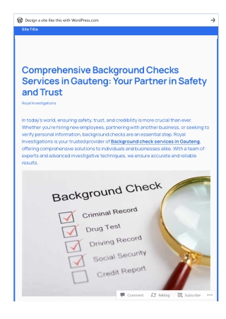 Comprehensive Background Checks Services in Gauteng: Your Partner in Safety and
