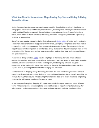 What You Need to Know About Boxing Day Sale on Dining & Living Room Furniture