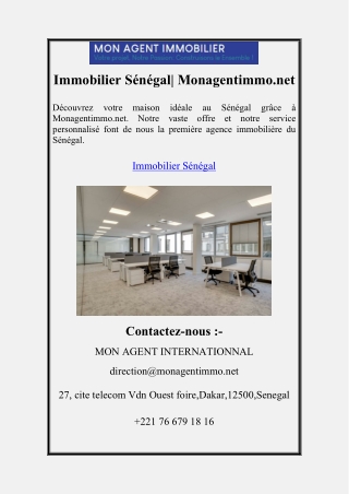 Immobilier Sénégal| Monagentimmo.net