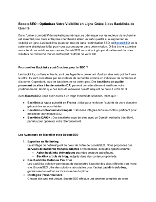 BoosteSEO _ Optimisez Votre Visibilité en Ligne Grâce à des Backlinks de Qualité