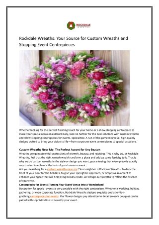 Rockdale Wreaths Your Source for Custom Wreaths and Stopping Event Centrepieces
