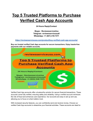 Top 5 Trusted Platforms to Purchase Verified Cash App Accounts