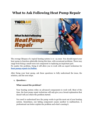 What To Ask Following Heat Pump Repair