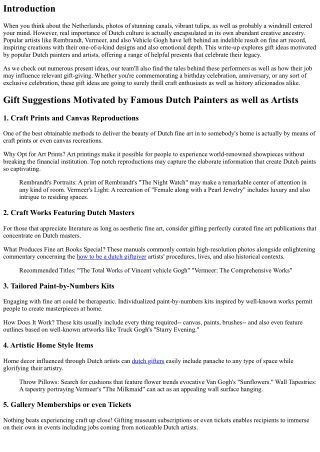 Gift Tips Inspired through Famous Dutch Painters and also Artists