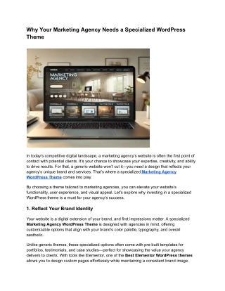 Why Your Marketing Agency Needs a Specialized WordPress Theme
