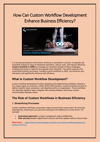 How Can Custom Workflow Development Enhance Business Efficiency