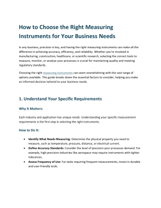 How to Choose the Right Measuring Instruments for Your Business Needs