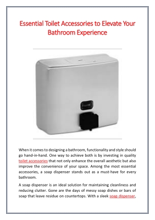 Essential Toilet Accessories to Elevate Your Bathroom Experience