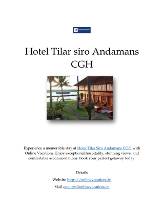 Hotel Tilar siro Andamans CGH