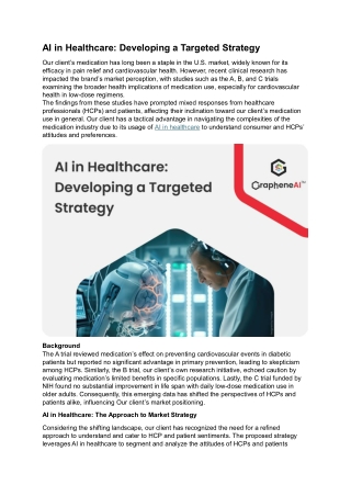 AI in Healthcare: Developing a Targeted Strategy