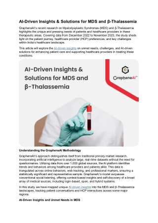 AI-Driven Insights & Solutions for MDS and β-Thalassemia