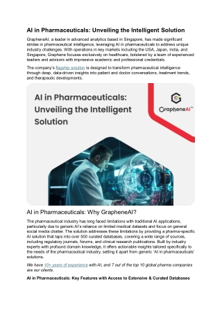 AI in Pharmaceuticals: Unveiling the Intelligent Solution