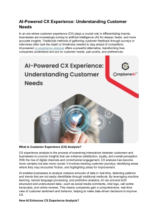 AI-Powered CX Experience: Understanding Customer Needs