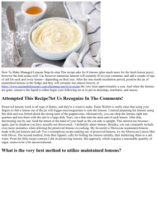 Just How To Make Managed Lemons Detailed