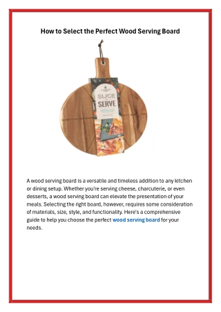 How to Select the Perfect Wood Serving Board