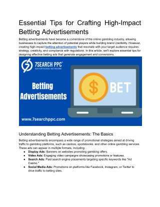 Essential Tips for Crafting High-Impact Betting Advertisements