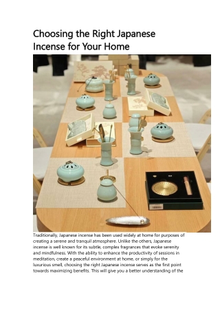 Choosing the Right Japanese Incense for Your Home