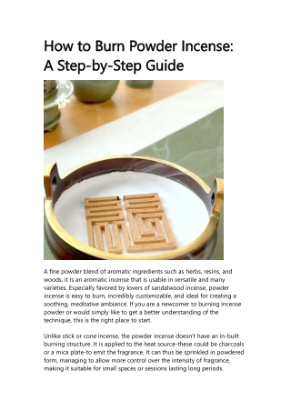 How to Burn Powder Incense