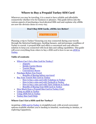 Where to Buy a Prepaid Turkey SIM Card