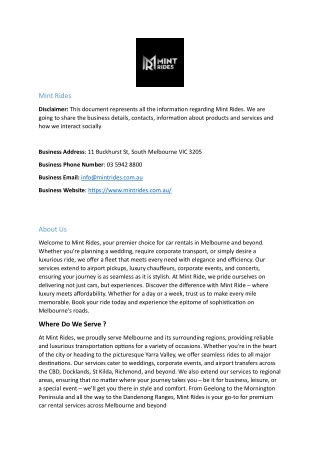 Mint Rides
