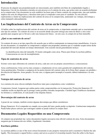 Las Implicaciones del Contrato de Arras en la Compraventa