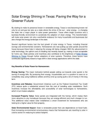Solar Energy Shining in Texas_ Paving the Way for a Greener Future