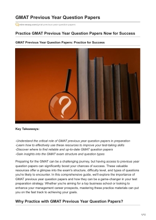 GMAT Previous Year Question Papers: Practice for Success